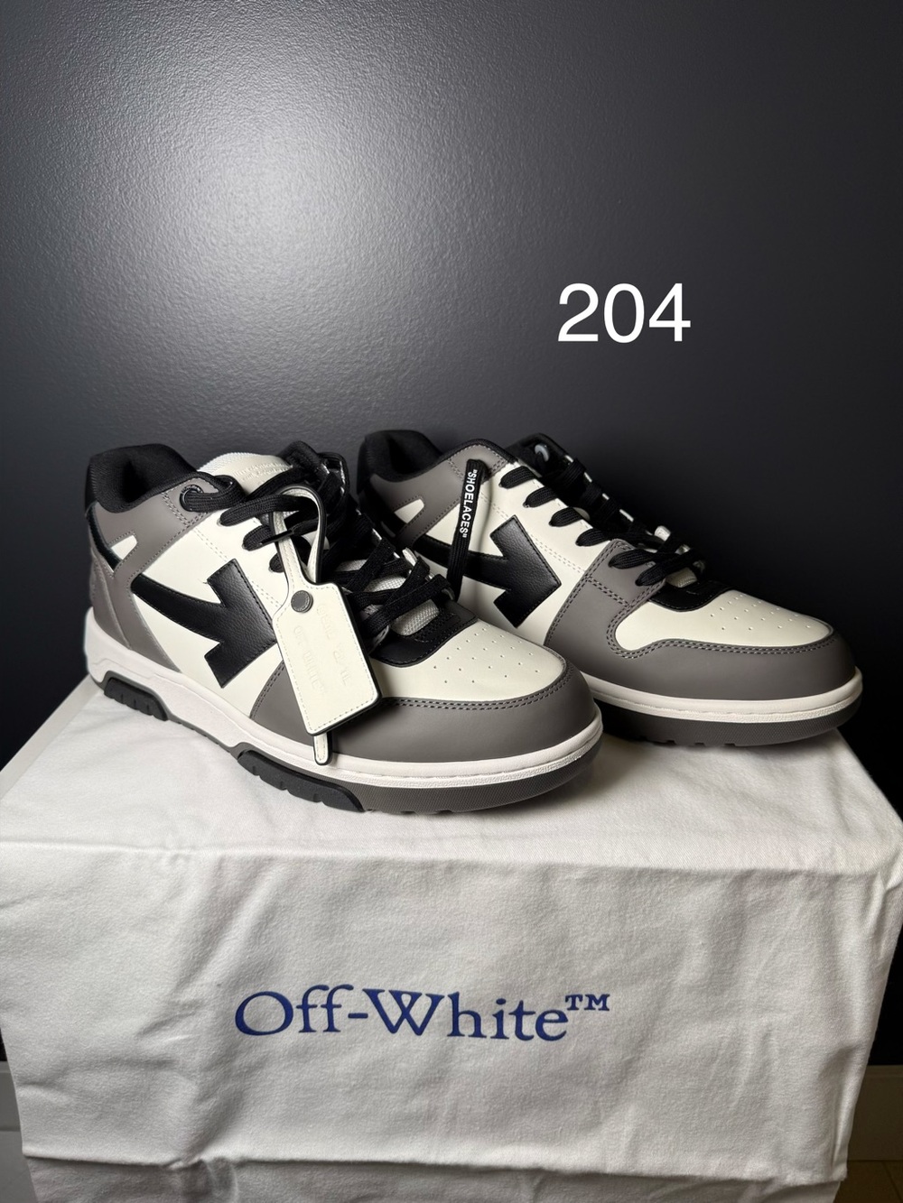 Off-White Low-Top Sneakers in White, Black & Gray